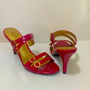 Double Buckle Slip-On High Heel Shoe